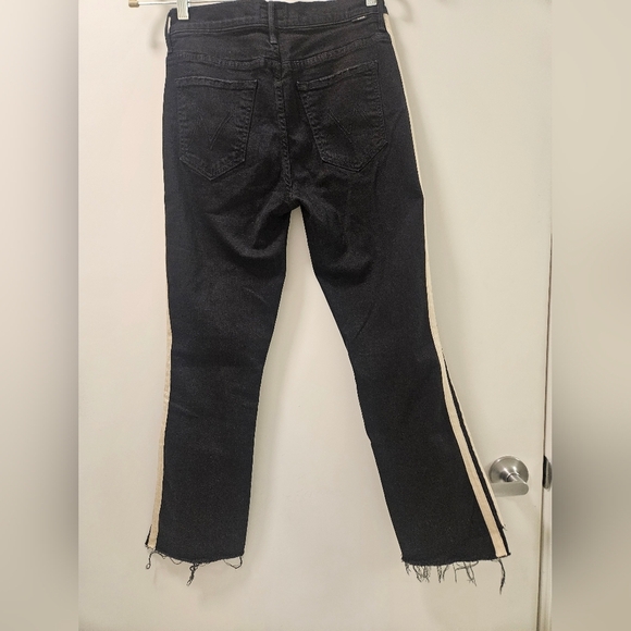 Mother Insider Striped Crop Step-Hem Fray Jeans In Guilty Racer Size 28 - Picture 5 of 16
